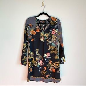 Sara Boo Floral Black Long Sleeve Mini Dress